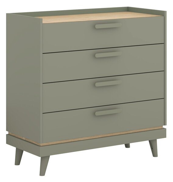 Komód Fertalu 104, Laminált forgácslap, 90x90x40cm, Tölgy, Zöld