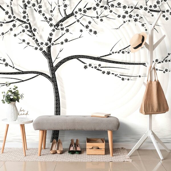 Tapéta modern fekete fehér fa absztrakt háttéren - 150x100