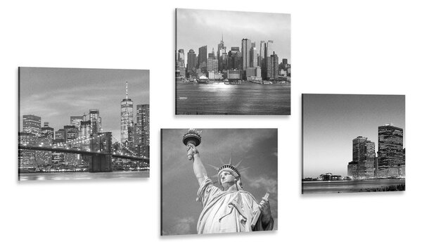 Képszett New York fekete-fehér változatban