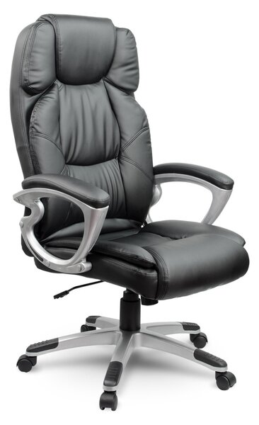 Irodai szék, Sofotel EG-227, fekete, 47-55 cm ülésmagasság, műbőr kárpitozás, gumírozott kerekek