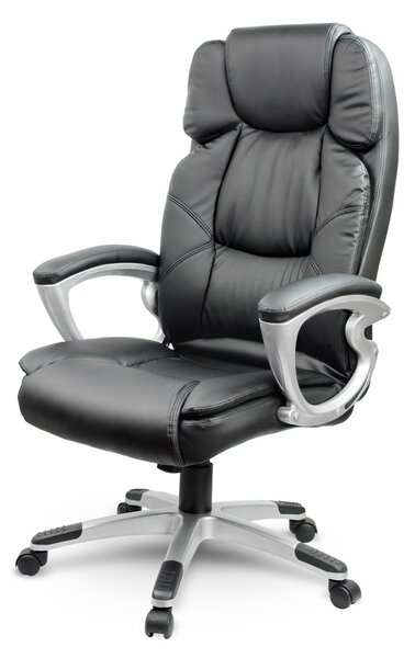 Irodai szék, Sofotel EG-227, fekete, 47-55 cm ülésmagasság, műbőr kárpitozás, gumírozott kerekek