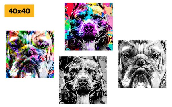 Képszett kutyák pop art stílusban