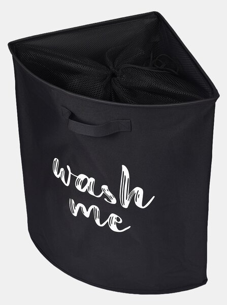 Sinsay - Feliratos szennyeskosár WASH TIME - fekete