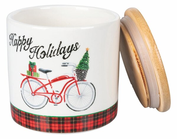 Xmas Bike karácsonyi élelmiszertartó doboz bambusz fedéllel, 470 ml - VDE Tivoli 1996