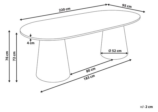 Étkezőasztal LUMAN Travertin hatású 220 cm 95 cm