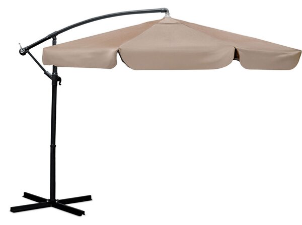 Kerti napernyő, Plonos PL-881, bézs, átmérő: 350 cm, magasság: 250 cm, összecsukható, 8 szegmens, acél váz, vízlepergető PE ponyva, 180 g/m2