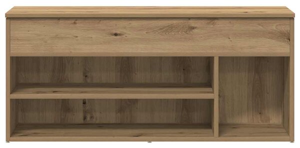 Kézműves tölgy színű szerelt fa cipőtároló pad 102x30,5x45 cm