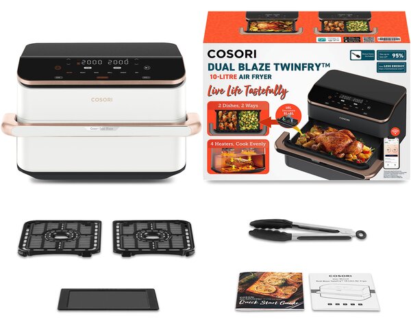 Cosori Dual Blaze Twinfry 10L dupla forrólevegős sütő 2800W