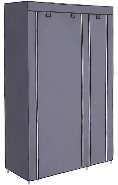 Szövet ruhásszekrény, mobil szekrény ruhasínnel, 110x45x175 cm, szürke