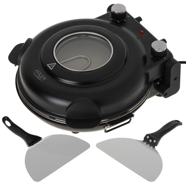Adler AD 6314 Elektromos konyhai kőlapos Pizzasütő Ø 31.5cm 1200W - Fekete