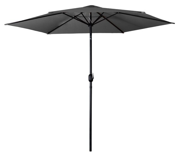 Kerti napernyő, Plonos PL-884, szürke, átmérő: 300 cm, magasság: 240 cm, összecsukható, 6 szegmens, acél váz, vízálló PE ponyva, 160 g/m2