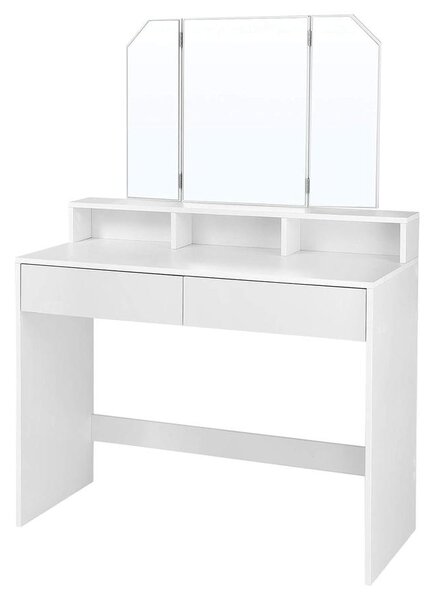 Fésülködőasztal tükörrel, modern stílusú sminkasztal, fehér