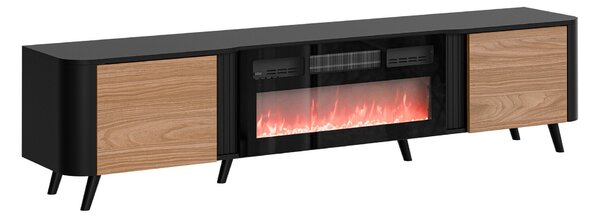 TV-állvány Modus, Közepes sűrűségű farostlemez, Laminált forgácslap, 49x200x39cm, Dió, Fekete