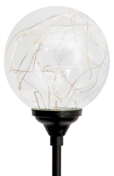 HOME Napelemes üveggömb dekoráció meleg fehér micro LED füzérrel MX 624