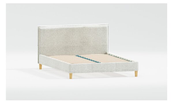 Bézs kárpitozott franciaágy ágyráccsal 200x200 cm Tina – Ropez