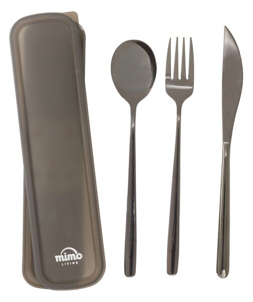 Fekete rozsdamentes acél evőeszköz készlet 3 db-os Mimo – Premier Housewares