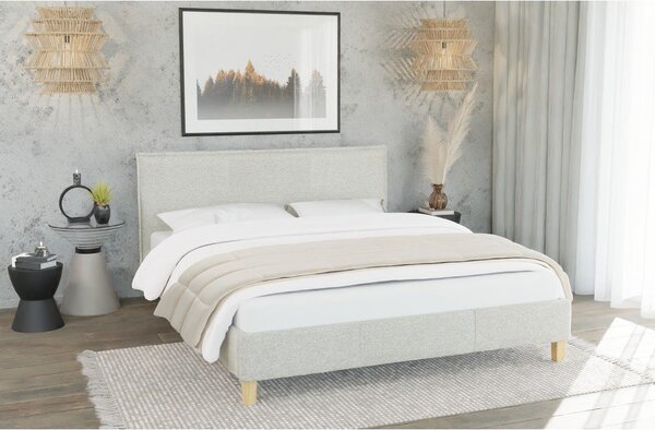 Bézs kárpitozott franciaágy ágyráccsal 200x200 cm Tina – Ropez