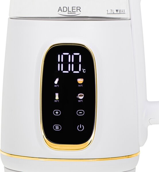 Adler AD 1305 WG 1.7L Vízforraló 2200W Fehér/Arany