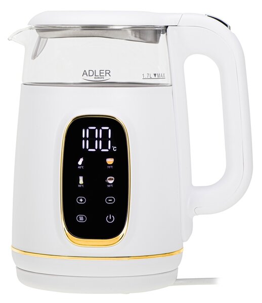 Adler AD 1305 WG 1.7L Vízforraló 2200W Fehér/Arany