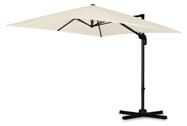 Kerti napernyő, Plonos PL-883, krémszínű, átmérő: 420 cm, 300 x 300 cm, szögletes, magasság: 250 cm, összecsukható, 8 szegmens, acél váz, vízálló PE ponyva, 210 g/m2