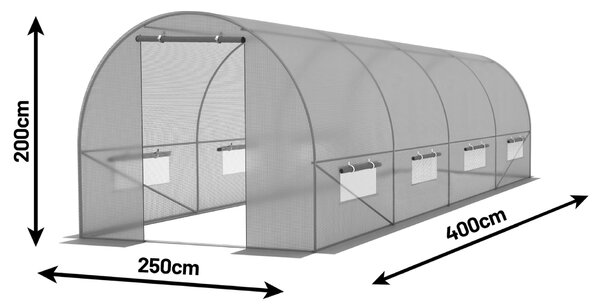 Kerti fólia alagút - 2,5x4x2 m (zöld)