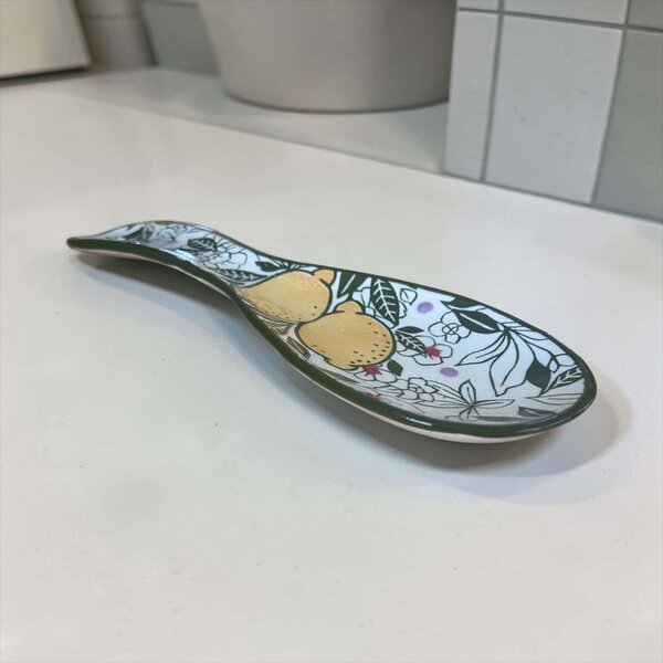 Citrom mintájú kanáltámasz zöld szegéllyel – 26 cm