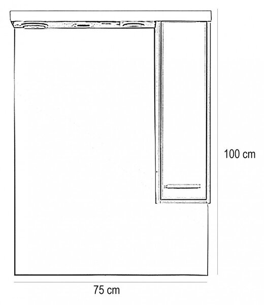 Nerva 75 cm-es tükrös felsőszekrény, Sonoma tölgy