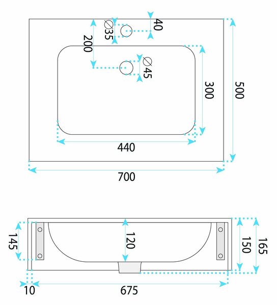 Fali mosdó REA Aresa Belt White 70