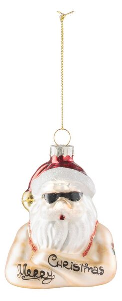 HANG ON üveg karácsonyfa 8 cm , tetovált Mikulás