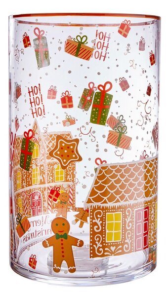 CHRISTMAS DELIGHT üveg szélfogó 30 cm , házikó