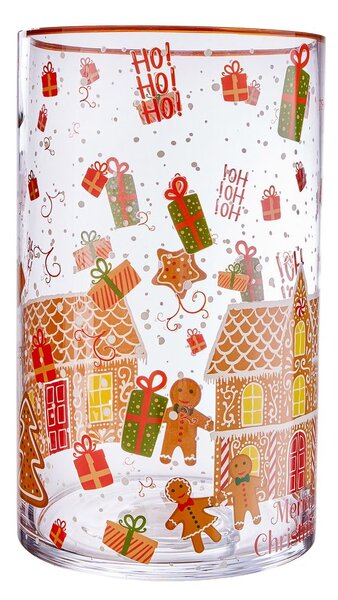 CHRISTMAS DELIGHT üveg szélfogó 30 cm , házikó
