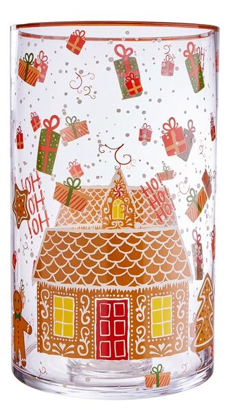 CHRISTMAS DELIGHT üveg szélfogó 30 cm , házikó