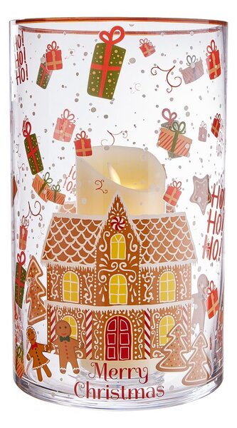 CHRISTMAS DELIGHT üveg szélfogó 30 cm , házikó