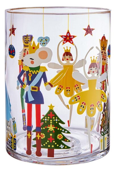 CHRISTMAS DELIGHT üveg szélfogó 20 cm , diótörő