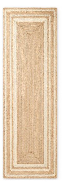 Krémszínű-natúr színű kétoldalas-kézi szövésű juta futószőnyeg 80x250 cm Looma – Hanse Home