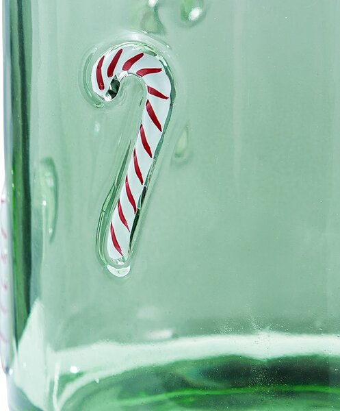 X-MAS üveg szélfogó zöld , cukorpálca