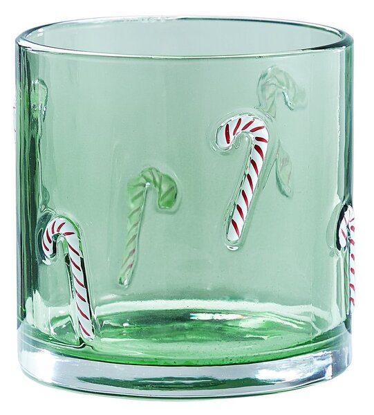 X-MAS üveg szélfogó zöld , cukorpálca
