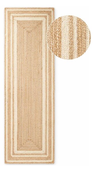 Krémszínű-natúr színű kétoldalas-kézi szövésű juta futószőnyeg 70x200 cm Jutta – Hanse Home