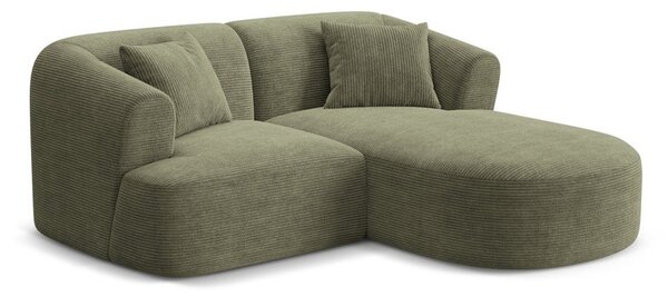 Zöld kordbársony sarokkanapé (jobb oldali-heverő résszel) Campi – Cosmopolitan Design