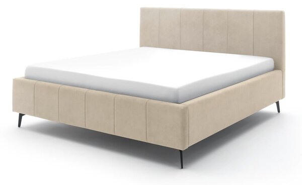 Bézs kárpitozott ágyneműtartós franciaágy ágyráccsal 180x200 cm Lizzano – Meise Möbel