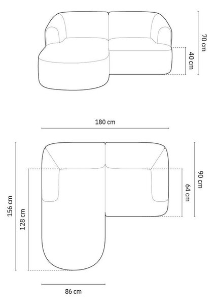 Zöld bársony sarokkanapé (bal oldali-heverő résszel) Campi – Cosmopolitan Design