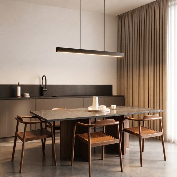Függőlámpa Lucande, Mylosh, dimmable, Fekete, Étkező, Alumínium, Modern