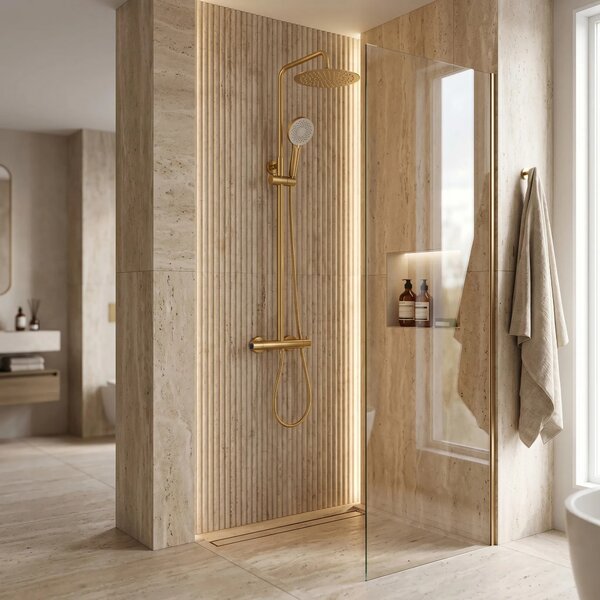 Termosztátos zuhanyszett Drop Brush Gold