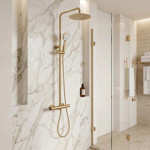Termosztátos zuhanyszett Drop Brush Gold
