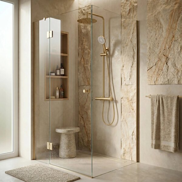Termosztátos zuhanyszett Drop Brush Gold
