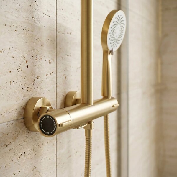 Termosztátos zuhanyszett Drop Brush Gold