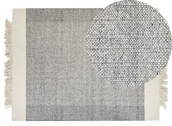 Törtfehér és szürke gyapjúszőnyeg 140 x 200 cm TATLISU