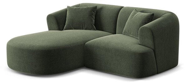 Zöld bársony sarokkanapé (bal oldali-heverő résszel) Campi – Cosmopolitan Design