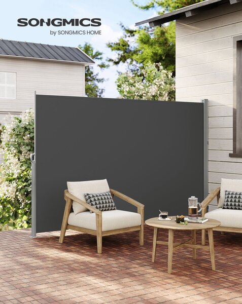 Oldalsó terasznapellenző, belátásgátló, szürke, 220 g/m² 160 x 300 cm