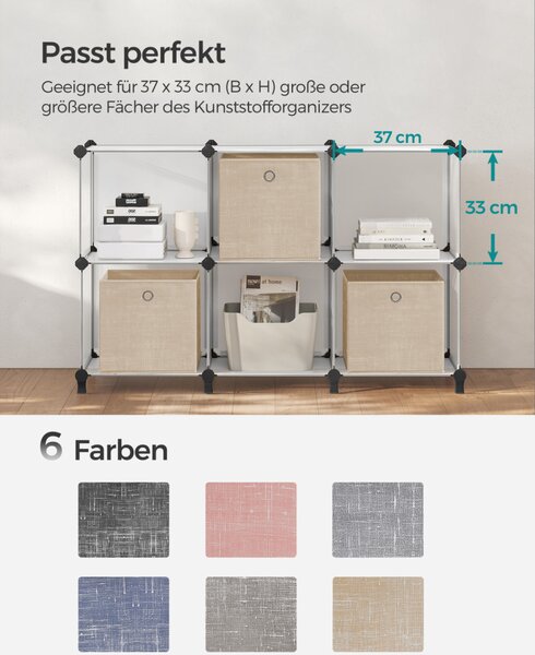SONGMICS tárolódoboz szett 6 db-os nem szőtt textil homokbézs összecsukható fogantyúval 30 x 30 x 30 cm